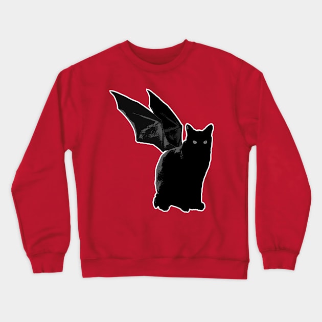 Death Stare from Ciabatta, Bat-Cat Crewneck Sweatshirt by CiabattaBatCat